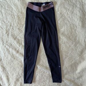 Nike Pro Navy and Mauve Leggings M
